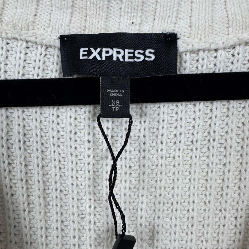 Express Cream Color V Neck Sweater Pullover Size XS Chunky Knit - Picture 4 of 6